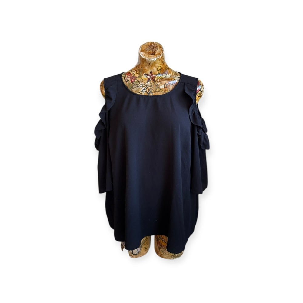 TORRID plus size 3X black blouse top open shoulder